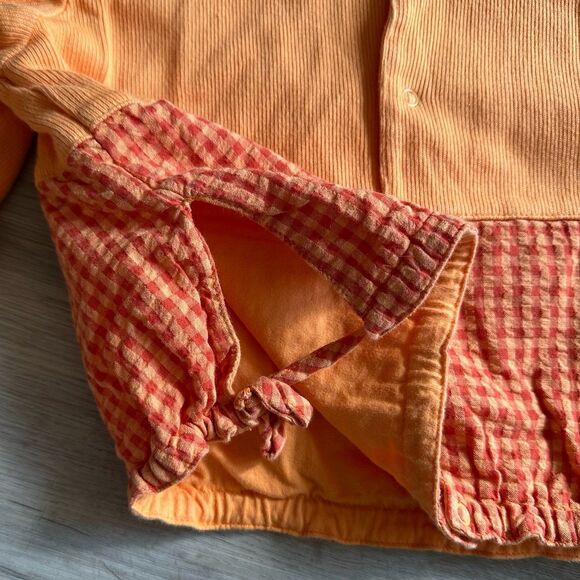 Vintage Y2K Babymini Catmini Orange Mixed Media Collared Front Pockets Top 2T - Picture 6 of 10